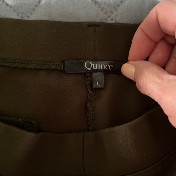 Quite Pullup Ponte Knit Stretch Pants - Olive Green L - Picture 4 of 7